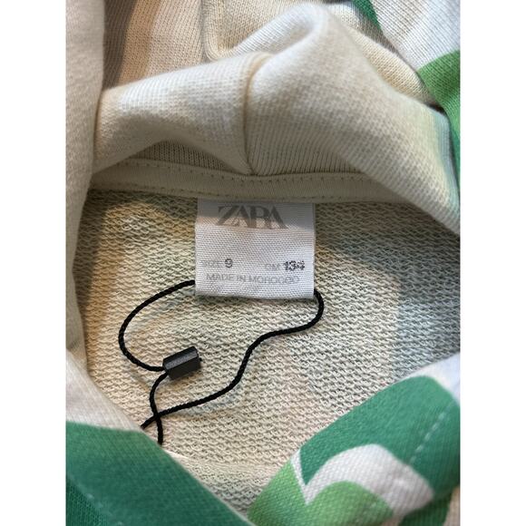 NWT Zara Green Hearts Hooded Sweatshirt, Size 9 - Picture 4 of 8